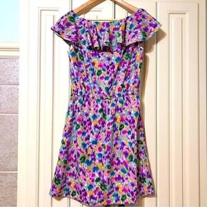 Gianni Bini Small Off The Shoulders‎ Floral Short Mini Summer Dress With Ruffles